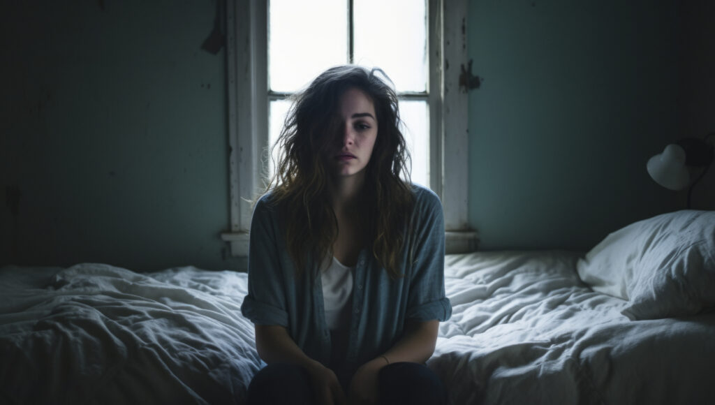 close up person suffering from depression